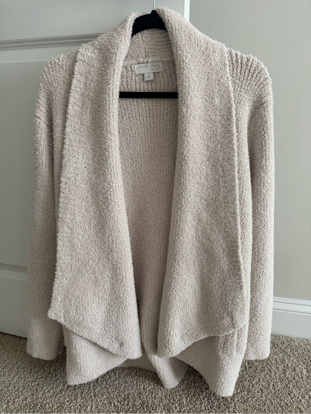 Barefoot Dreams Open-Front Cozy Cream/Taupe Cardigan